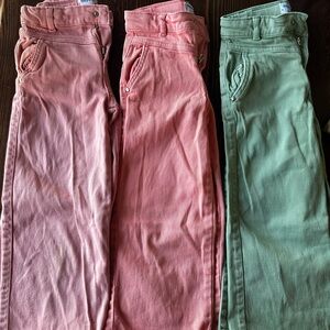 Mayoral Kids' Wide Leg Cropped Bottoms - Pink & Peach & Olive